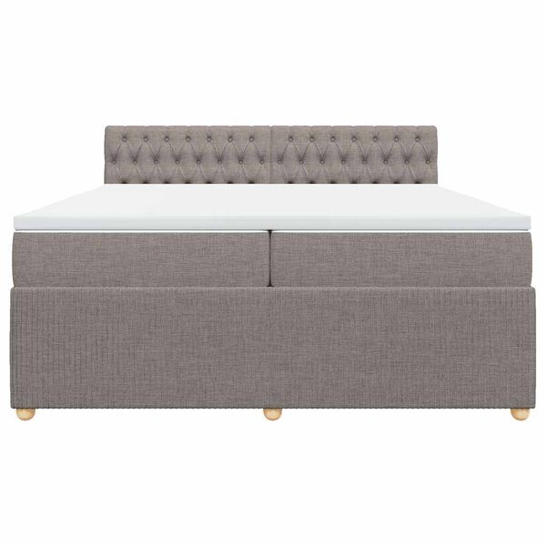 vidaXL Boxspringbett mit Matratze Taupe 200x200 cm Stoff