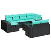 vidaXL 11-tlg. Garten-Sofagarnitur mit Kissen Schwarz Poly Rattan