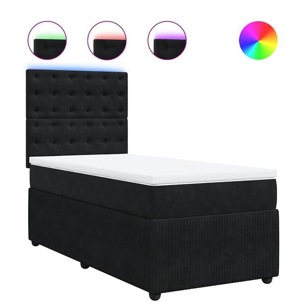 vidaXL Boxspringbett mit Matratze Schwarz 80x200 cm Samt