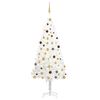 vidaXL K&uuml;nstlicher Weihnachtsbaum mit Beleuchtung & Kugeln Wei&szlig; 210 cm