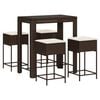 vidaXL 5-tlg. Gartenbar-Set mit Kissen Braun Poly Rattan