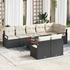 vidaXL Gartensofa-set mit Speicher 9 pcs Schwarz und Creme Poly-Rattan