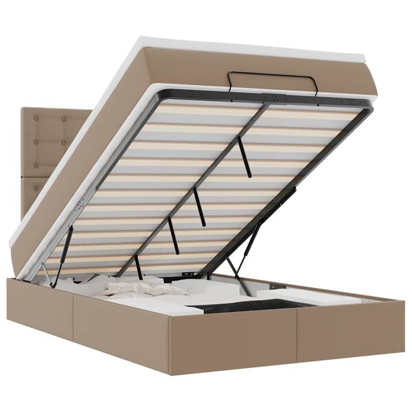 vidaXL Ottoman-Bett mit Matratze Cappuccino-Braun 120x200cm Kunstleder