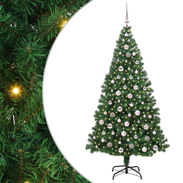 vidaXL K&uuml;nstlicher Weihnachtsbaum mit 300 LEDs mit St&auml;nder Gr&uuml;n 210 cm