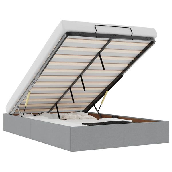 vidaXL Ottoman-Bett ohne Matratze Hellgrau 120x190 cm Stoff