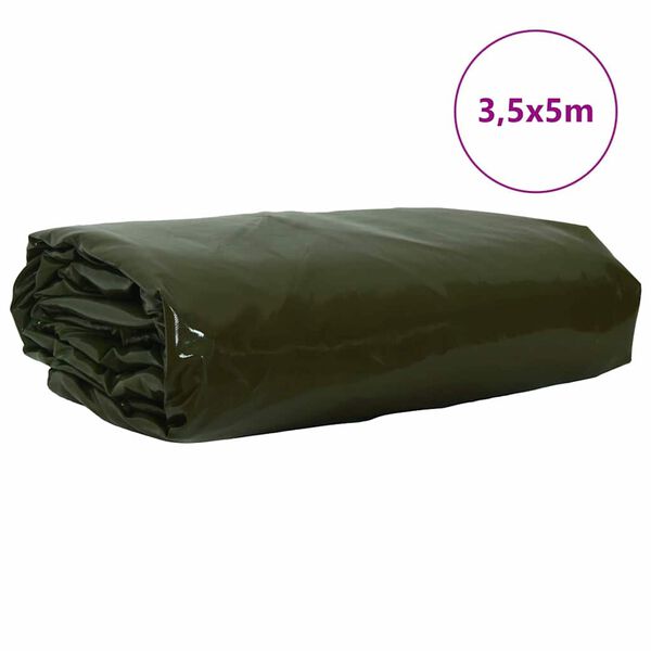 vidaXL Plane 650g / m&sup2; Olive Gr&uuml;n 3,5 x 5 m Canvas mit PVC-Beschichtung