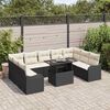 vidaXL Garten-Sofa-Set mit Kissen 10 pcs Schwarz Poly Rattan