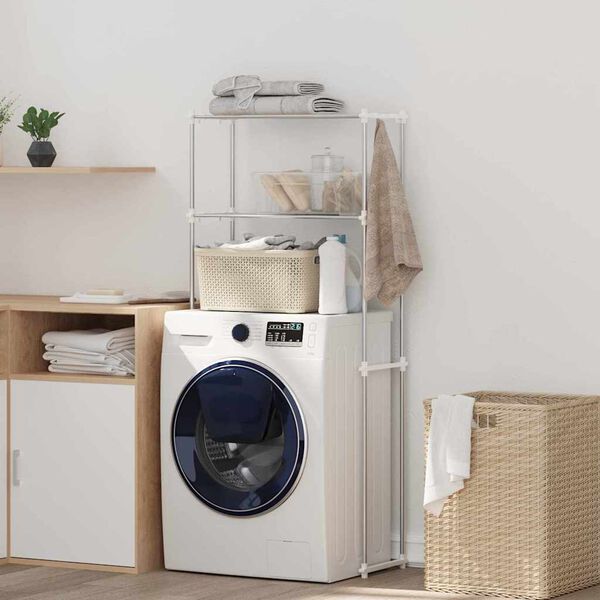 vidaXL Waschmaschinenregal Wei&szlig; 70 x 27 x 136 cm Aluminium