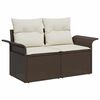 vidaXL Garten-Sofa-Set mit Kissen mit Speicher 4 pcs Braun Poly Rattan