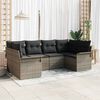 vidaXL Garten-Sofa-Set mit Kissen mit Speicher 6 pcs Grau Poly Rattan