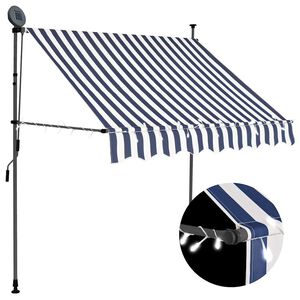 vidaXL Einziehbare Markise Handbetrieben mit LED 200 cm Blau und Wei&szlig;