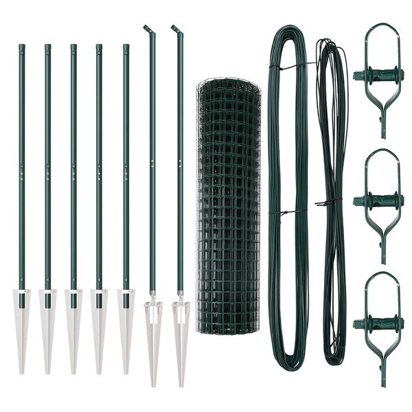 vidaXL Zaun mit Pfosten Gr&uuml;n 1,2 x 10 m Stahl und PVC