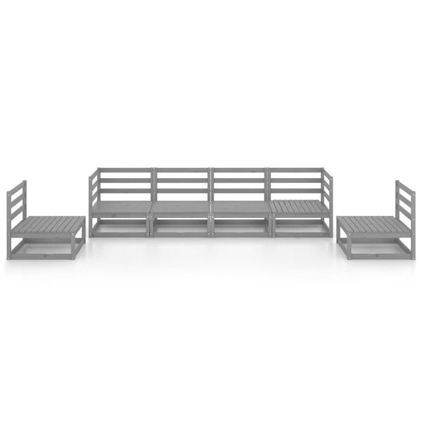 vidaXL 6-tlg. Garten-Lounge-Set Grau Massivholz Kiefer