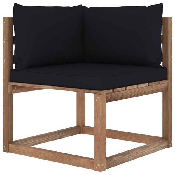 vidaXL 3-tlg. Garten-Lounge-Set aus Paletten mit Kissen Kiefernholz