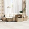 vidaXL Garten-Sofa-Set mit Kissen mit Speicher 7 pcs Beige Poly Rattan