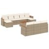 vidaXL 11-tlg. Garten-Sofagarnitur mit Kissen Beige Poly Rattan