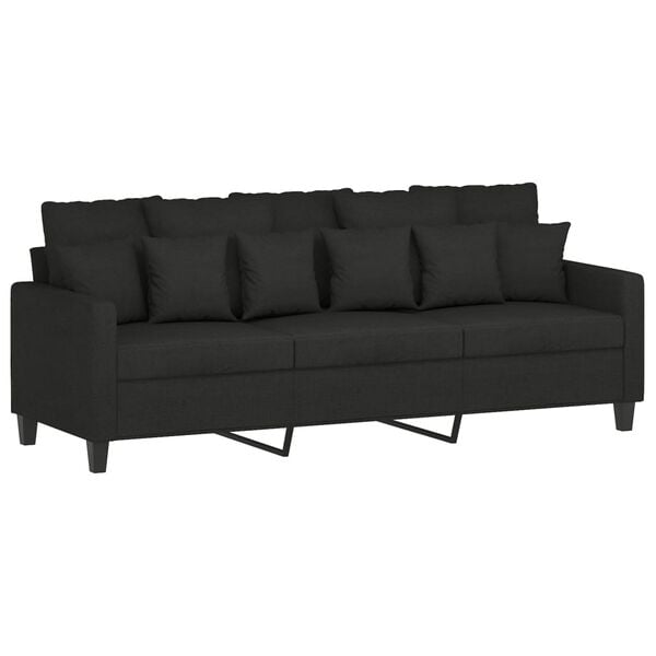 vidaXL 3-Sitzer-Sofa Schwarz 180 cm Stoff