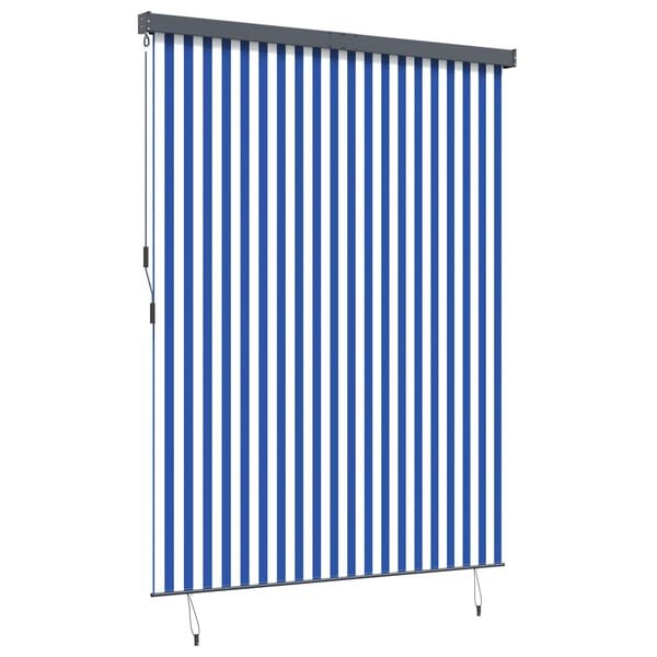 vidaXL Rollo Gestreift Blau und Wei&szlig; 200 x 250 cm Stoff und Aluminium