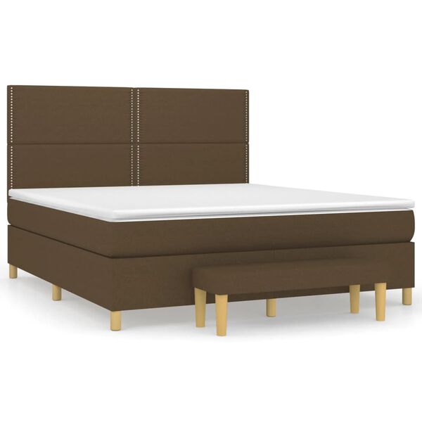 vidaXL Boxspringbett mit Matratze Dunkelbraun 180x200 cm Stoff