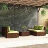 vidaXL 5-tlg. Garten-Lounge-Set mit Kissen Poly Rattan Braun
