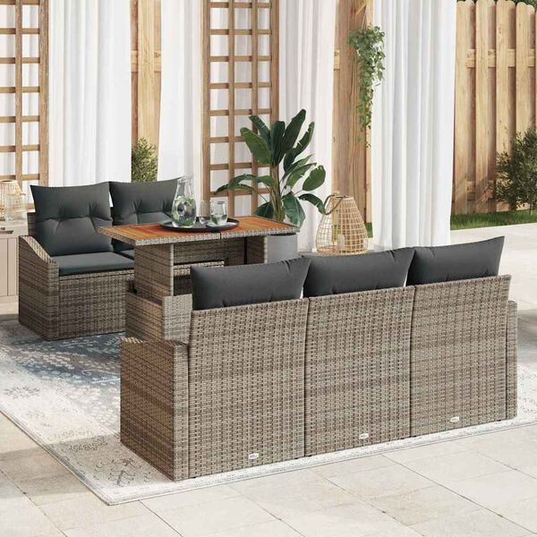 vidaXL Garten Essgruppe mit Kissen Grau und Braun 100 x 55 x 73 cm