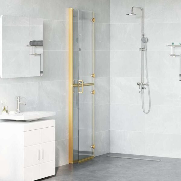 vidaXL Walk-in Duschwand Gold 100 x 6.5 x 190 cm Energiesparendes Glas
