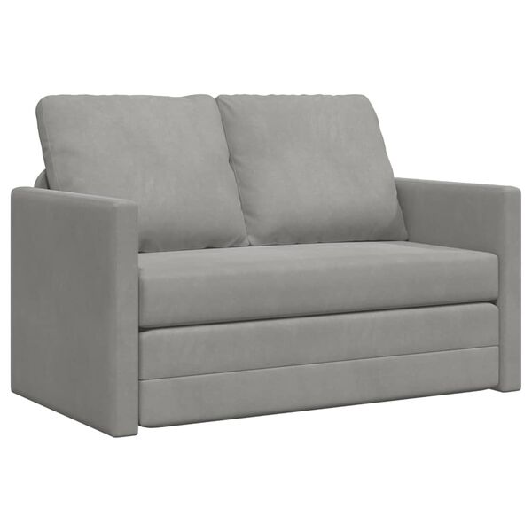 vidaXL Bodensofa mit Schlaffunktion Hellgrau 122x204x55 cm Samt