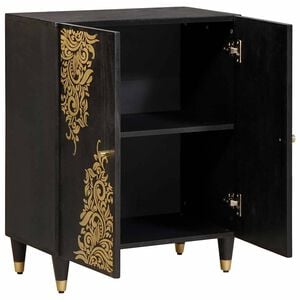 vidaXL Sideboard Schwarz 60 x 33 x 75 cm Massivholz Mango