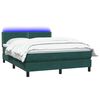 vidaXL Boxspringbett mit Matratze & LED Dunkelgr&uuml;n 160x210 cm Samt