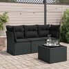 vidaXL 4-tlg. Garten-Sofagarnitur mit Kissen Schwarz Poly Rattan