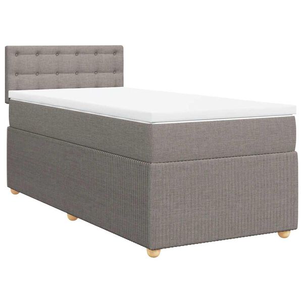 vidaXL Boxspringbett mit Matratze Taupe 100x200 cm Stoff