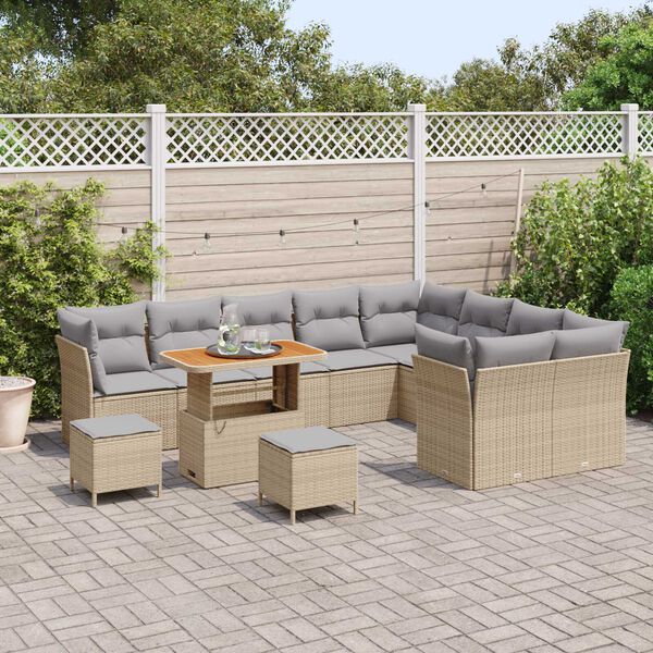 vidaXL Garten-Sofa-Set 12 pcs Beige Poly-Rattan