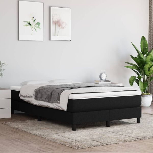 vidaXL Boxspringbett mit Matratze Schwarz 120x200 cm Stoff