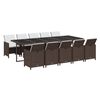 vidaXL 11-tlg. Garten-Essgruppe mit Kissen Poly Rattan Braun
