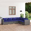 vidaXL 6-tlg. Garten-Lounge-Set mit Kissen Poly Rattan Grau