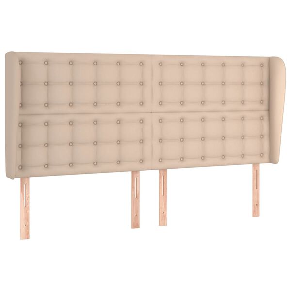vidaXL Kopfteil mit Ohren Cappuccino-Braun 203x23x118/128cm Kunstleder