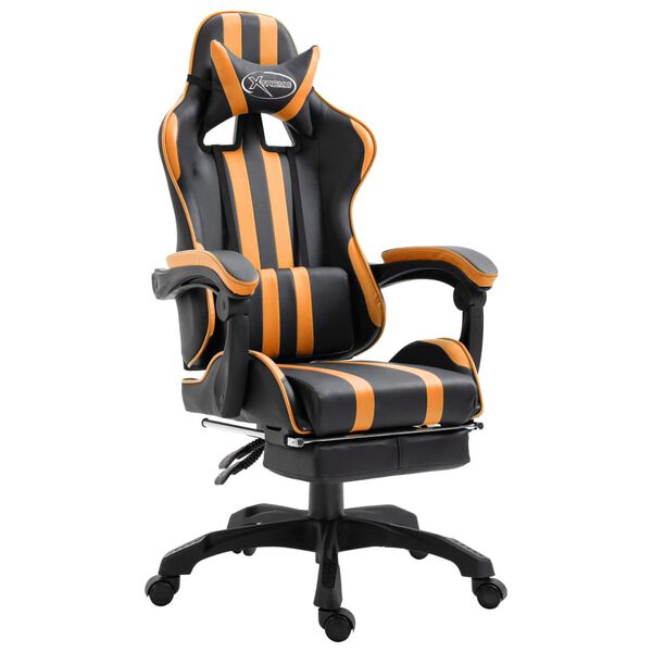 vidaXL Gaming-Stuhl mit Fu&szlig;st&uuml;tze Orange Kunstleder