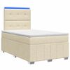 vidaXL LED Boxspringbett mit Matratze Creme 120 x 200 cm Stoff