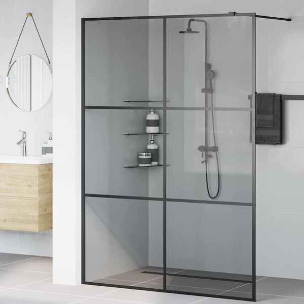vidaXL Walk-in Duschwand Schwarz 140 x 195 cm Geh&auml;rtetes Glas