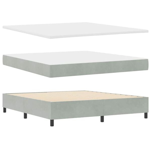 vidaXL Boxspringbett mit Matratze Hellgrau 180 x 200 cm Samt
