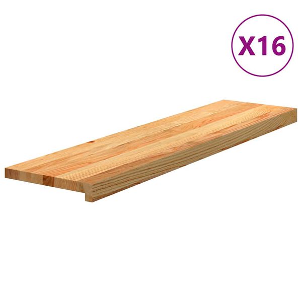 vidaXL Treppenstufen 16 Stk. Hellbraun 100x30x2 cm Massivholz Eiche