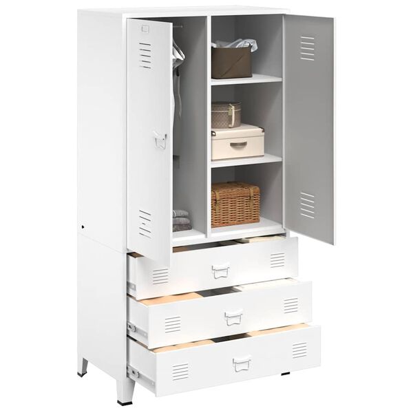 vidaXL Industrial Kleiderschrank Wei&szlig; 90x50x180 cm Metall