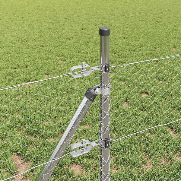 vidaXL Zaunpfosten Silber 25 x 0,6 m (25 mm Maschenweite) Stahl