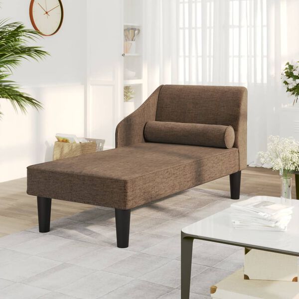 vidaXL Chaiselongue mit Nackenrolle Braun Stoff