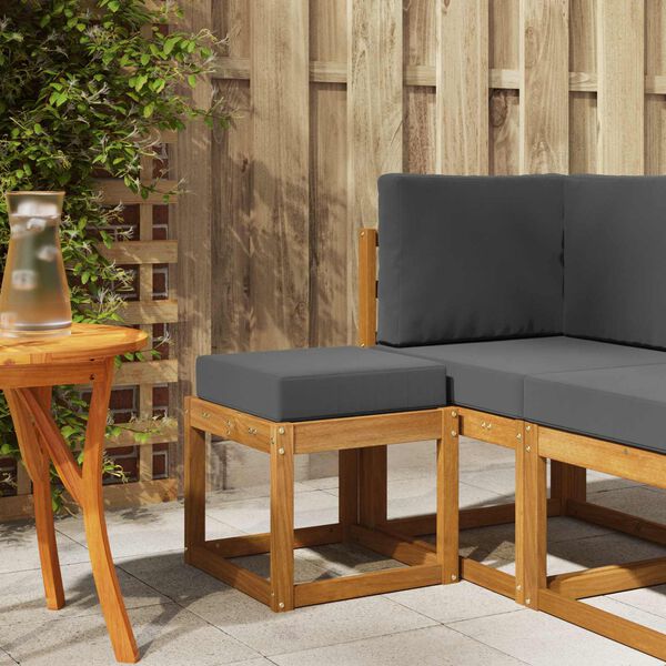 vidaXL Hocker Bank mit Kissen Natur und Anthrazit 43 x 43 x 37 cm