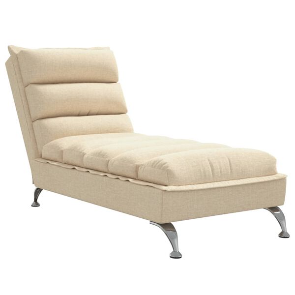 vidaXL Chaiselongue mit Kissen Creme Stoff