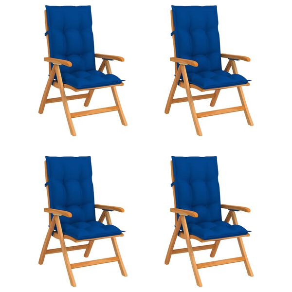 vidaXL Verstellbare Gartenst&uuml;hle mit Auflagen 4 Stk. Massivholz Teak