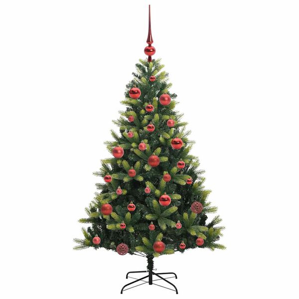 vidaXL K&uuml;nstlicher geflammter Weihnachtsbaum 150 LEDs Gr&uuml;n 150 cm