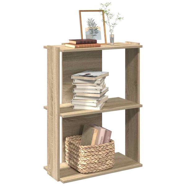 vidaXL B&uuml;cherregal 3 B&ouml;den Sonoma-Eiche 60x30x80 cm Holzwerkstoff
