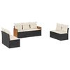 vidaXL 7-tlg. Garten-Sofagarnitur mit Kissen Schwarz Poly Rattan